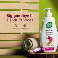 Nyle Naturals Onion Anti-Dandruff Shampoo, With Onion and Fenugreek, Gentle & Soft Shampoo, pH Balanced and Paraben Free, For Men and Women, 800ml