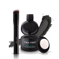 THICK FIBER Root Touch Up Powder, Root Cover for Thin & Bald Head - Water & Sweat Resistant Hair Powder for Thinning Hair Women, Includes Brush (Black) 4 Grams