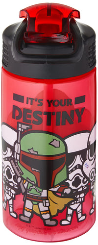 Zak Designs PP Park Straw Kids Durable Plastic Spout Cover and Built-in Carrying Loop, Leak-Proof Water Design for Travel, (16oz, 2pc Set), 2 Count (Pack of 1), Darth Vader Bottle 2pk 2 Count (Pack of 1)