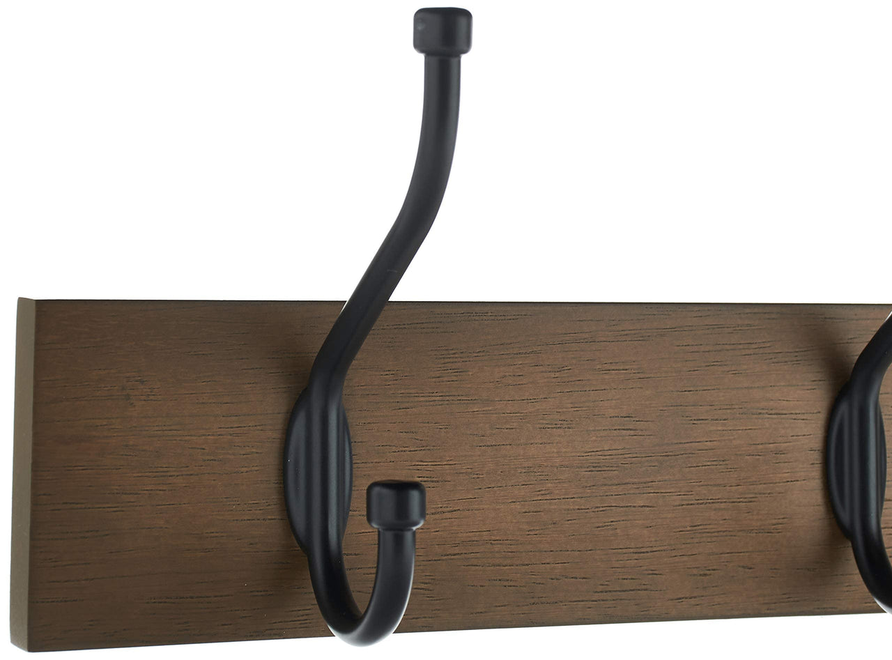 Basics Rectangular Wall-Mounted Farmhouse Coat Rack, 5 Hook, Barnwood Single