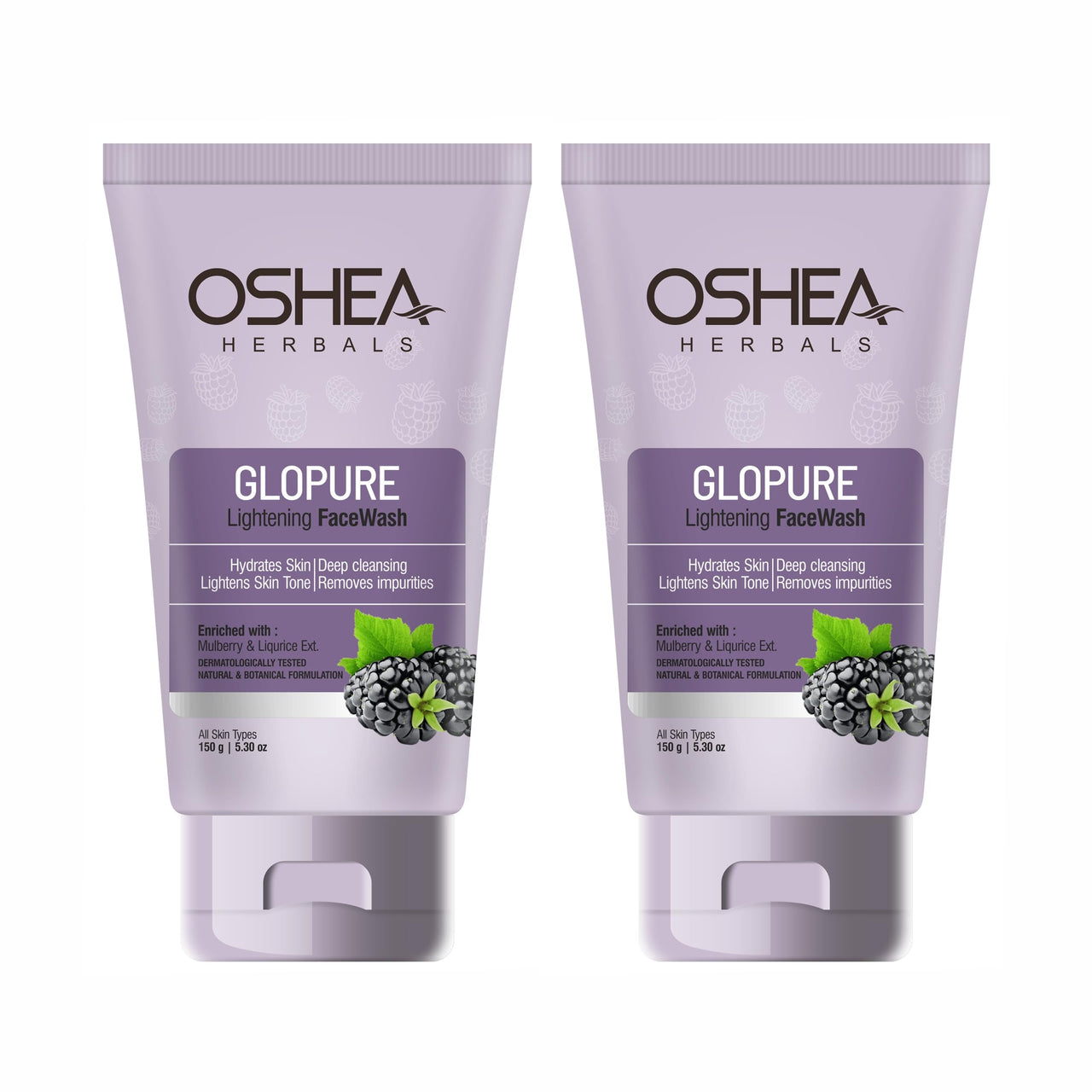 Oshea Herbals Glopure Lightening Face Wash- Hydrates Skin | Deep Cleansing | Lightens Skin | Tone & Removes Impurities 150 Gram (Pack of 2)