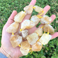 2 Strands Adabele Natural Raw Yellow Citrine Crystal Quartz Nugget Rough Gems Stone (30 Inch Total) Chakras Healing Gemstone Loose Beads GA-C4 2