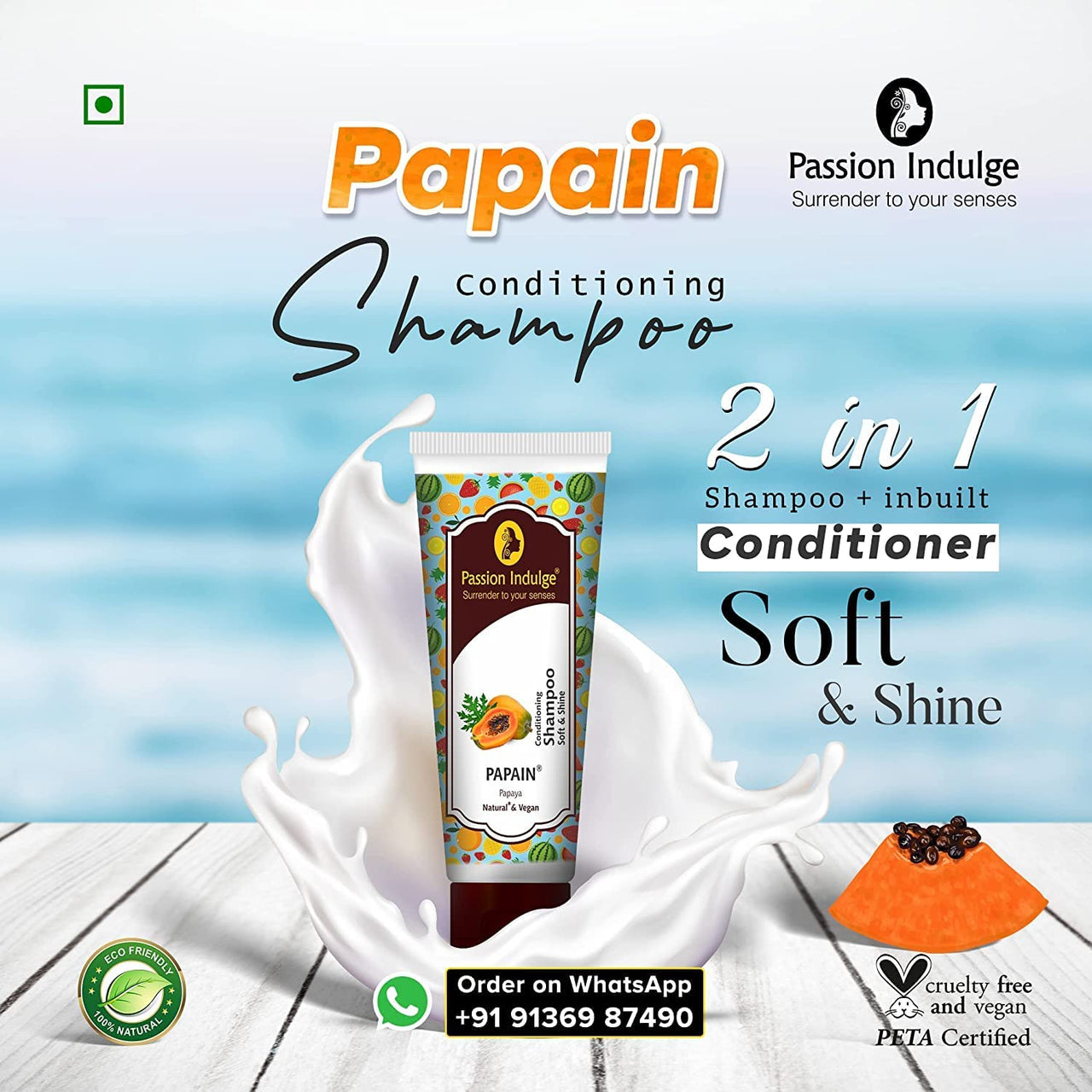 Passion Indulge Neuropassit NTstress Hair fall control oil 100ml & Papain 2 in 1 Conditioning Shampoo 200ml Combo Pack For Anti Dandruff | Reduce Stress & Anxiety | Hair Cooling Oil | Hair Fall Control | Soft & Shine Hair With Jatamansi & Papaya | Natural