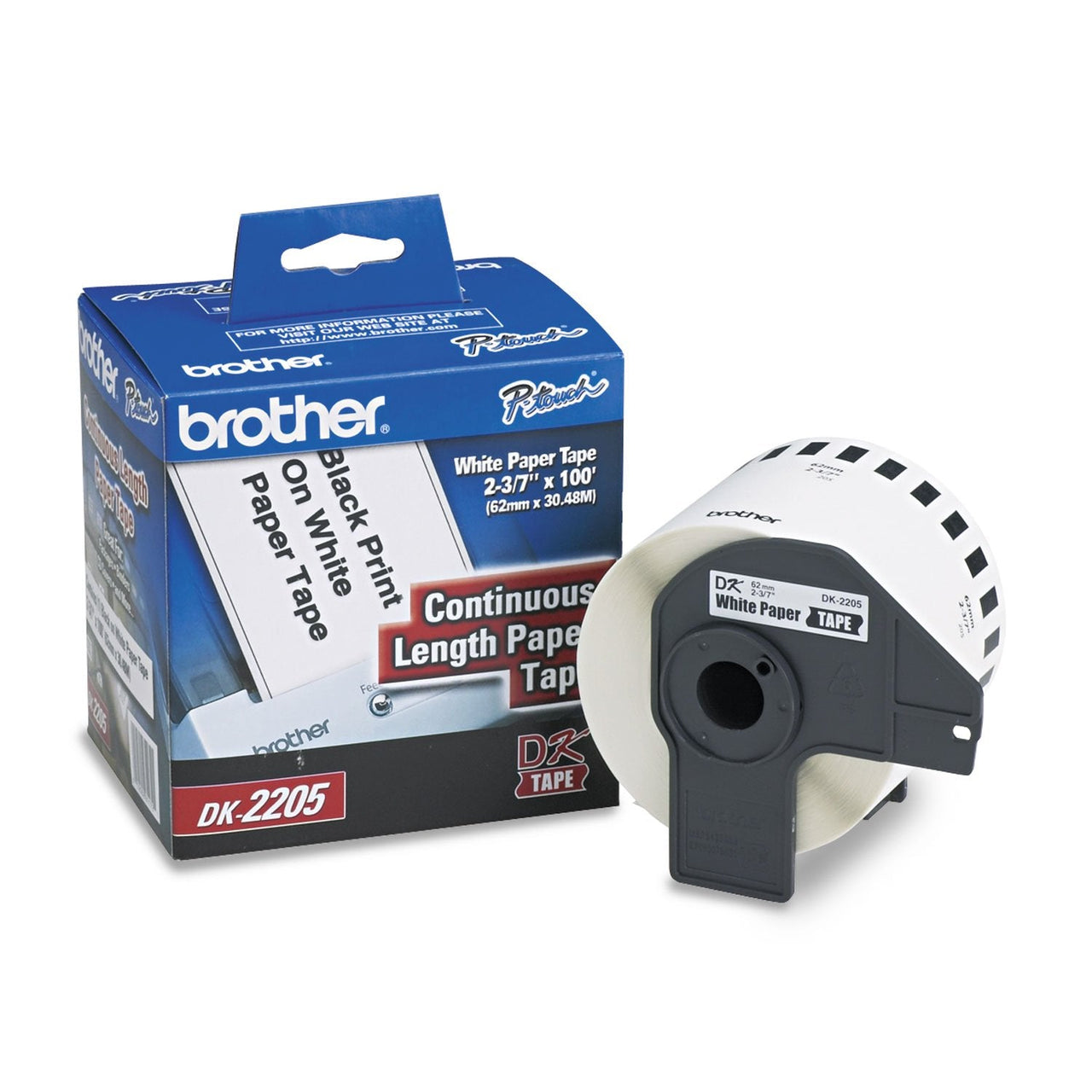 Brother Genuine, DK-2205 Continuous Paper Label Roll, Cut-to-Length Label, 2.4” x 100 Feet, (1) Roll Per Box 1 Roll