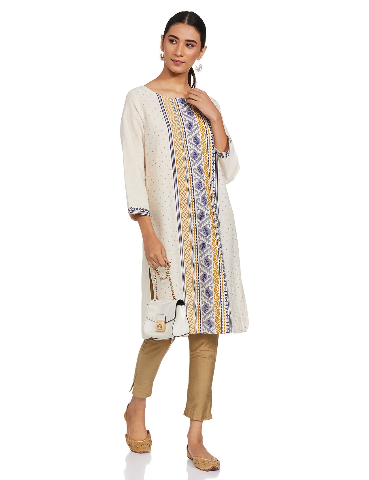 Max Women's  Printed Round Neck Straight Kurta