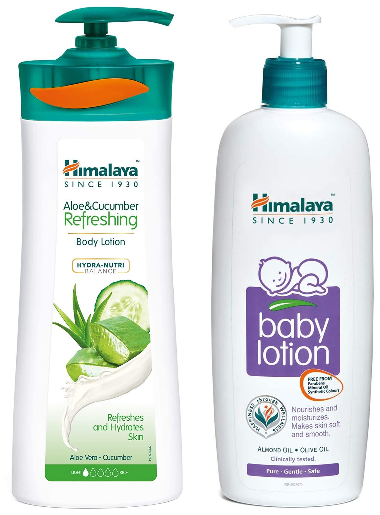 Himalaya Baby Body Lotion, For All Skin Types (400 ml) & Herbals Aloe and Cucumber Refreshing Body Lotion, 400ml