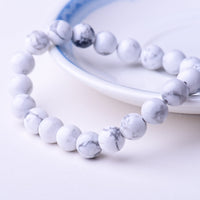 WRCXSTONE Natural 8mm Gorgeous Semi-Precious Gemstones Healing Crystal Stretch Beaded Bracelet Unisex Howlite