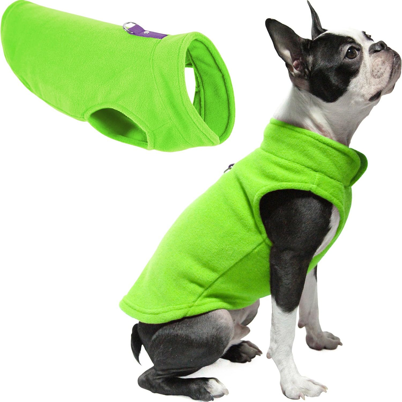 Gooby Fleece Vest Dog Sweater - Lime, Small - Warm Pullover Fleece Dog Jacket with O-Ring Leash - Winter Small Dog Sweater Coat - Cold Weather Dog Clothes for Small Dogs Boy or Girl Small (Around 6-lb)