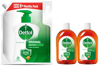 Dettol Antiseptic Disinfectant liquid for First aid, Surface Cleaning and Personal Hygiene & Liquid Handwash Refill - Original Germ Protection Hand Wash- 1500ml | Antibacterial Formula