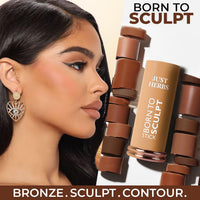 Just Herbs Super Hydrating Born To Sculpt Long Stay Bronzer Stick with Shea Butter | Richly Pigmented | Defines and Uplift Appearance | Matte Finish | All Skin Types for Women 14g (Cappucino)