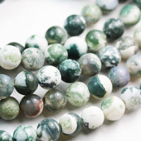 Agate Natural Gemstone Beads for Making Jewellery Energy Healing Crystals Jewelry Chakra Crystal Jewelry Beading Supplies Tree Agate 10mm 15.5inch About 36-40 Beads