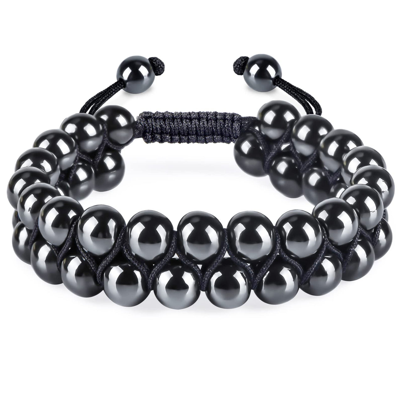 Genasto Natural Hematite Beads Bracelet Chakra Healing Crystal Stone Beaded Bracelet Premium Crystals Protection Stone Bracelet for Men Women Hematite Bracelet without magnetic