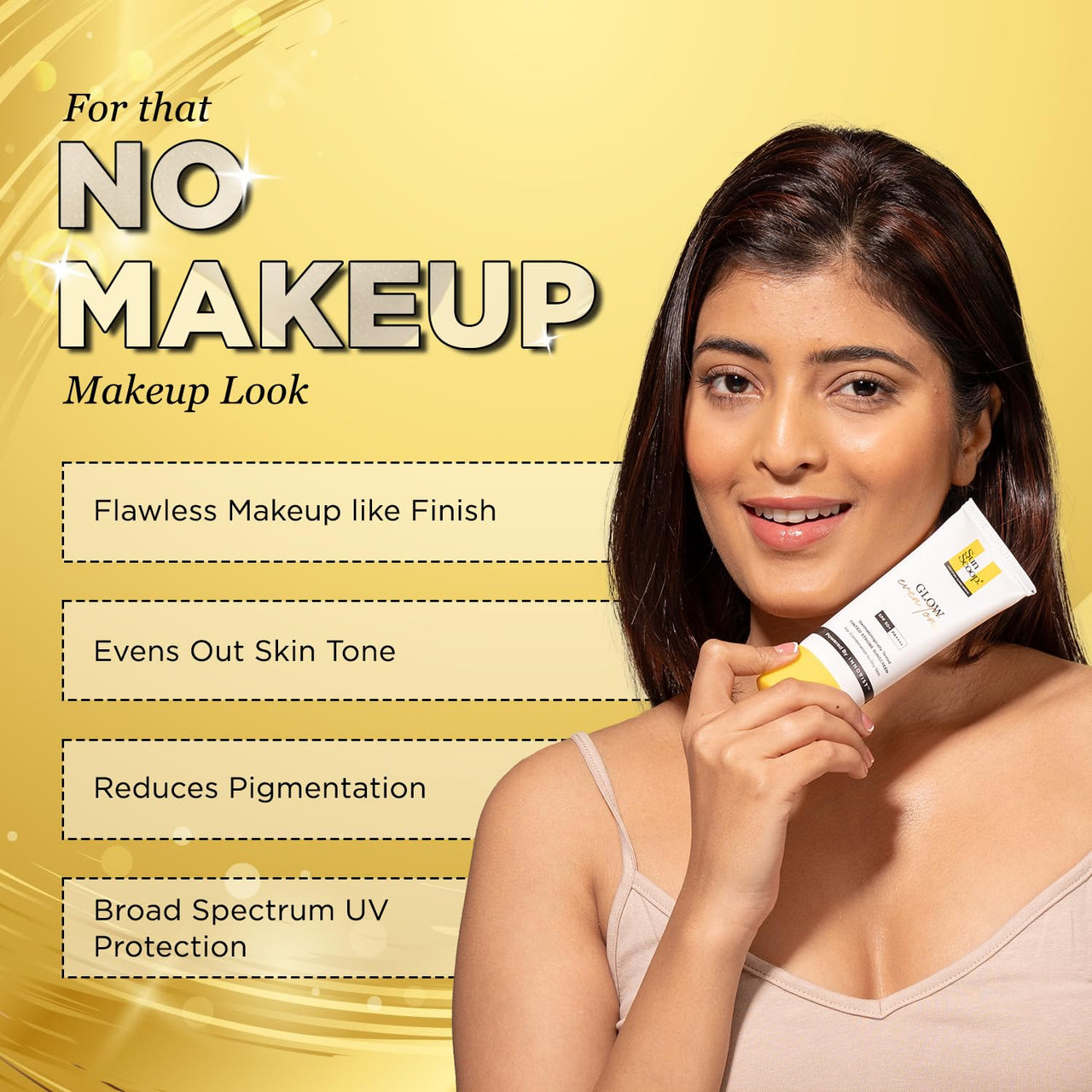 SunScoop Glow Even Tone Sunscreen SPF 50 PA++++ | Tinted Foundation-Like Finish | Zinc Oxide & Licorice Extract for Pigmentation | Broad Spectrum, Non Comedogenic & No White Cast | For Women & Men-45g