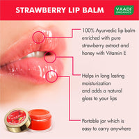 Vaadi Herbals Lip Balm, Strawberry and Honey, 10g