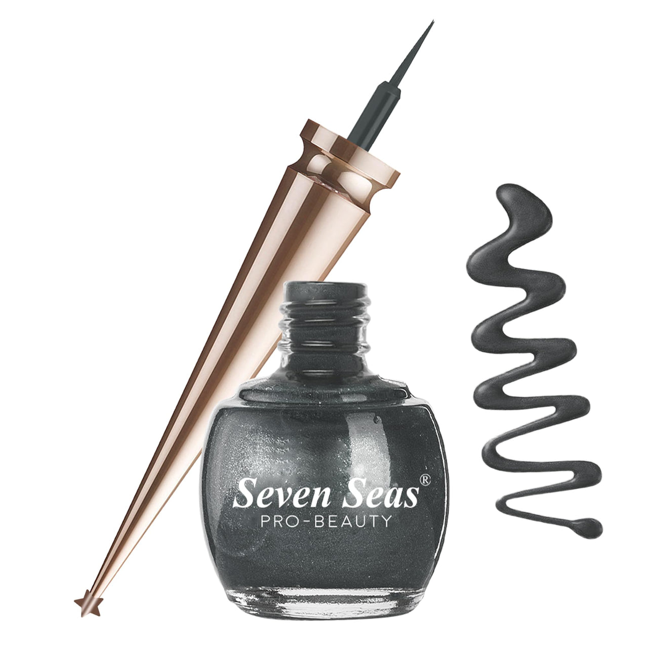 Seven Seas Liquid Color Eyeliner - 5ml | Waterproof | Smudgeproof | Long Lasting | Eyeliner for Women (Grey, 5ml)
