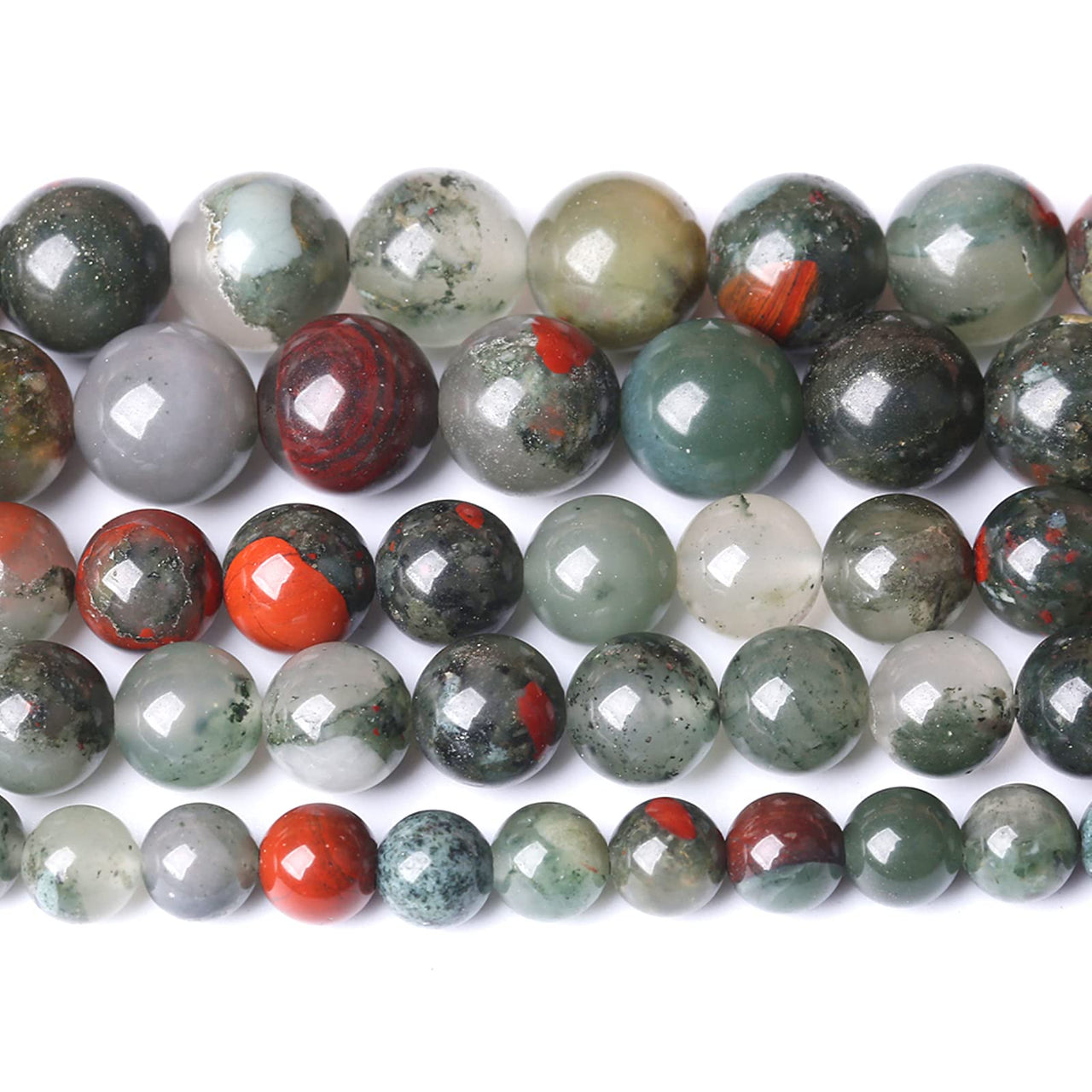 10MM 36PCS Natural Stone African Bloodstone Beads for Jewelry Making DIY Bracelet Energy Crystal Healing Power 10mm