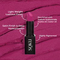 SOKU Censored Matte Long Lasting Lipstick for Women | Creamy Lipstick | Enriched with Jojoba Oil | Moisturising & Waterproof | Smooth Finish & Lightweight (Pink Fling 05) - 4.2g