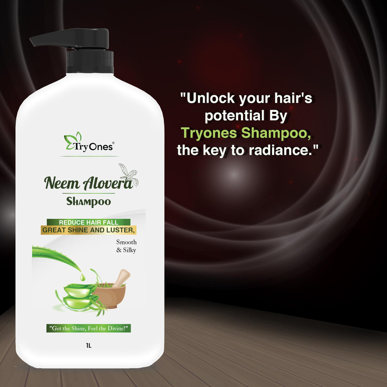 TryOnes Neem & Aloe vera Shampoo Anti Dandruff & Anti Hair Fall Herbal Hair Cleanser/Shampoo| Gets hair rid of Dandruff 1000 ml