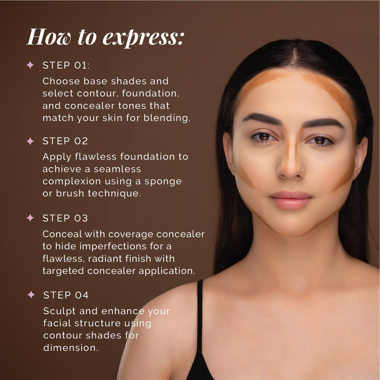 Aflairza Soft Glam Base (8 Shades) Face Makeup Palette - Creamy Highly Blendable Matte Long Lasting & Lightweight, Perfect to create Flawless Base- Includes Foundation Concealer & Contour