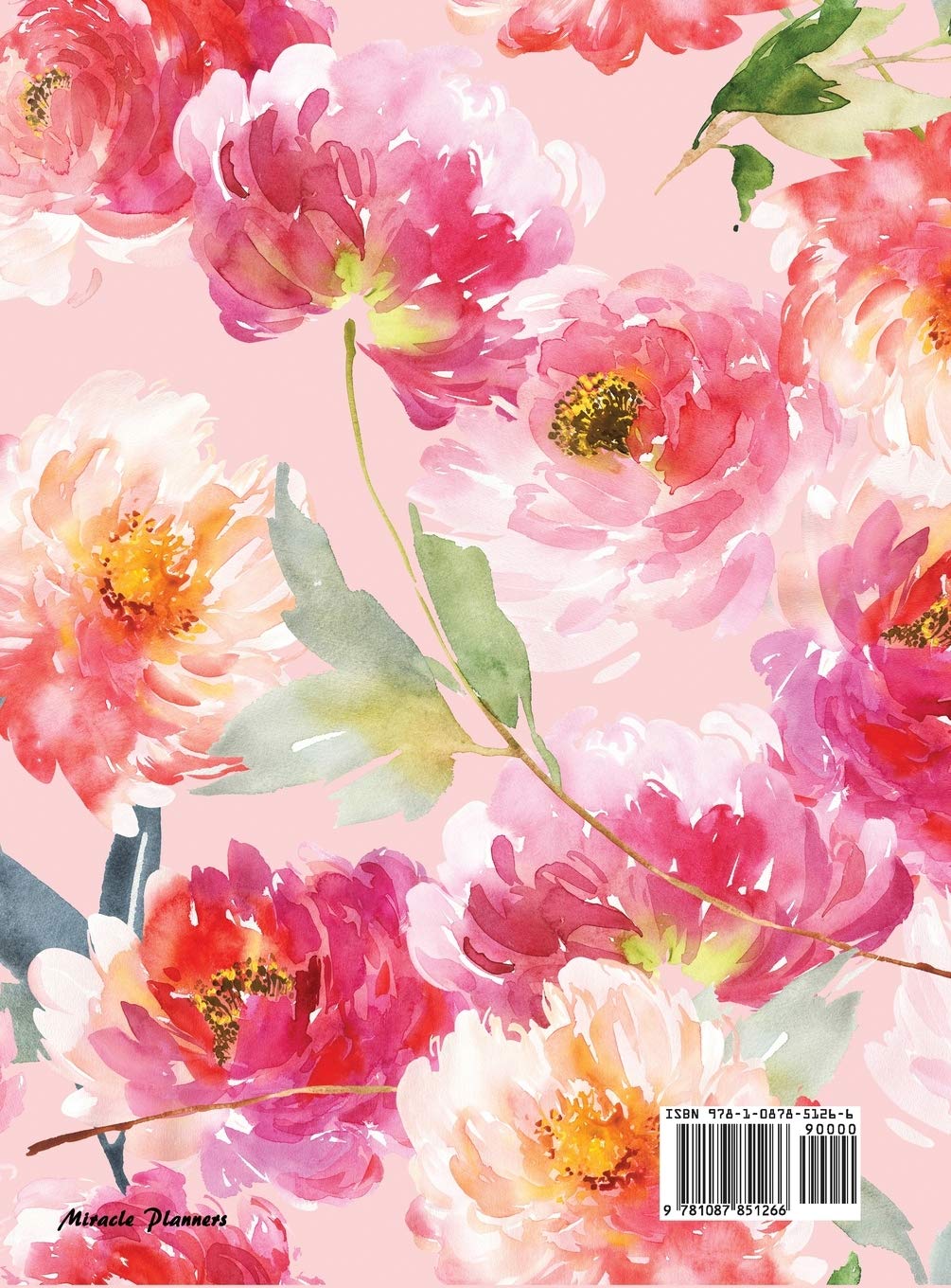 2020-2024 Five Year Planner: Five Year Monthly Planner 8.5 x 11 with Floral Cover (Hardcover)