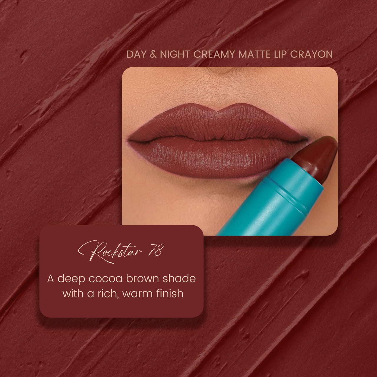 Parul Garg Beauty Creamy Matte Lip Crayon | Soft Matte & Hydrating Formula with Almond Oil & Vitamin E | Rich Pigment & Comfortable Wear | 100% Vegan (Rockstar 78)