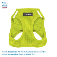 Voyager Step-in Air All Weather Mesh Harness and Reflective Dog 5 ft Leash Combo with Neoprene Handle, for Small, Medium and Large Breed Puppies by Best Pet Supplies - Set (Lime Green), M