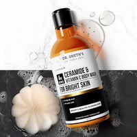 Dr. Sheth's Ceramide & Vitamin C Body Wash | For Bright, Healthy & Glowing Skin | Exfoliates & Evens Skin Tone | 4% Actives (1% Lactic Acid, 1% Glycolic Acid & 2% Niacinamide) | Sulphate Free | Gentle Exfoliating Shower Gel | Removes Tan & Dead Skin | Hyd