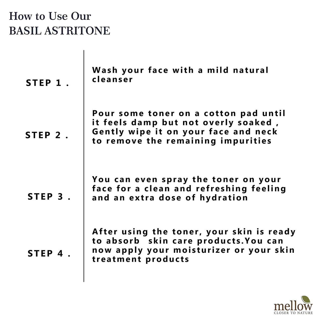 Mellow Herbals Basil Astritone | Ayurvedic Face Toner for Oily & Acne-Prone Skin | Controls Oil, Tightens Pores & Reduces Breakouts | Enriched with Basil, Aloe Vera & Rose Petals | 100ml