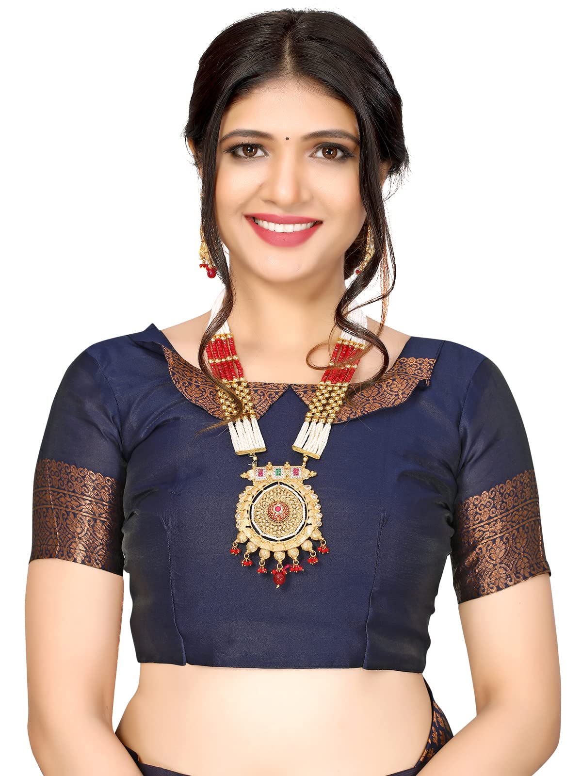 Satrani Women's Jacquard Poly Silk Saree With Unstitched Blouse Piece