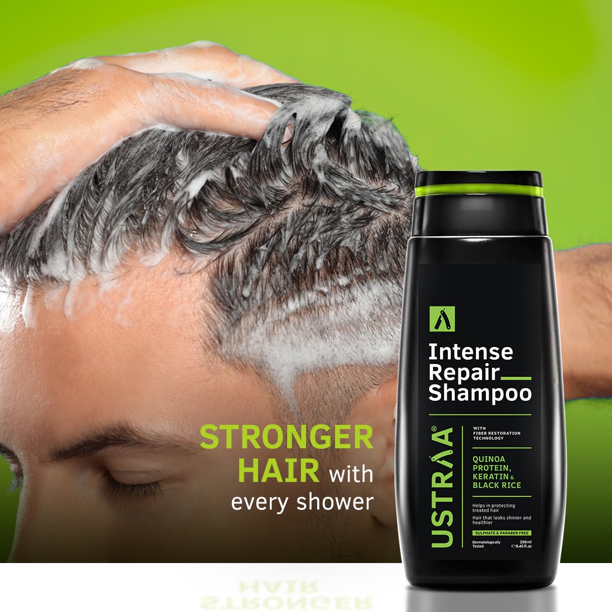 Ustraa Indian Hair Care Kit - Ayurvedic Hair Oil - 200 ml | 8 Natural Herb Extracts & Intense Repair Shampoo - 250 ml | Fiber Restoration Technology | Helps Restore Hair Bonds | Keratin