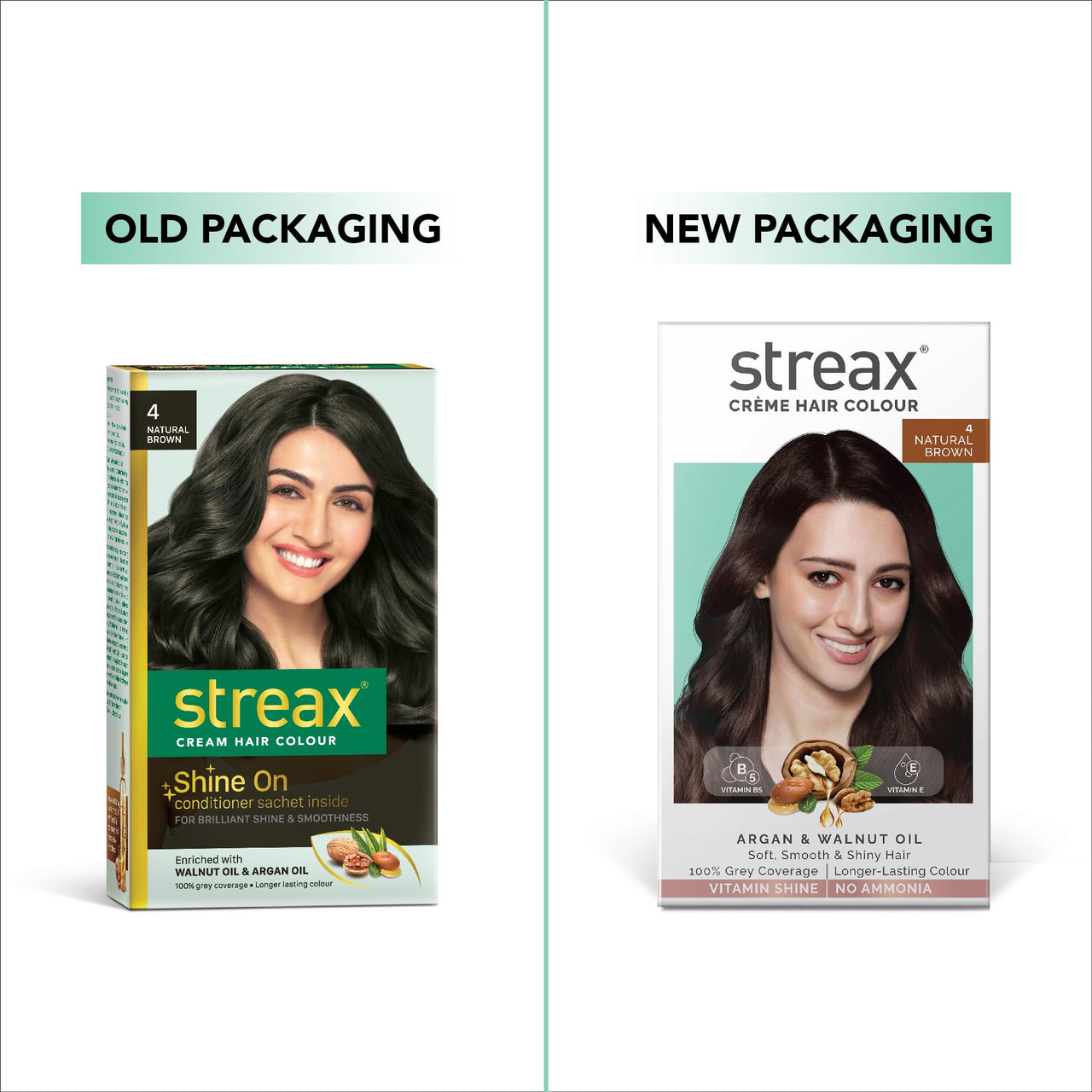 Streax Cr?me Permanent Hair Colour - 4 Natural Brown Hair Color- 140 Ml, 100% Grey Coverage, Ammonia Free Hair Color, Long Lasting,Colourant Tube : 60G,Developer Bottle : 60 Ml,Conditioner : 20G