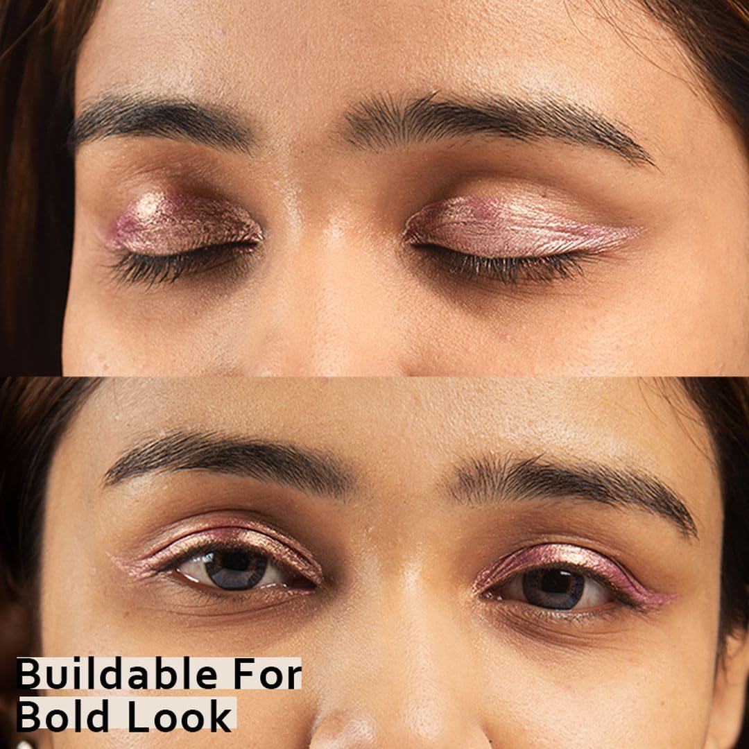 Lavenza Liquid Eyeshadow Dual Shade (Pink & Metallic Gold) in One Swipe| Clean, Silicone & Talc Free| Mess-Free, Long-Lasting, Smudge-Proof, Pro-Like Finish in Seconds| Safe for Sensitive Skin|3.5 ml