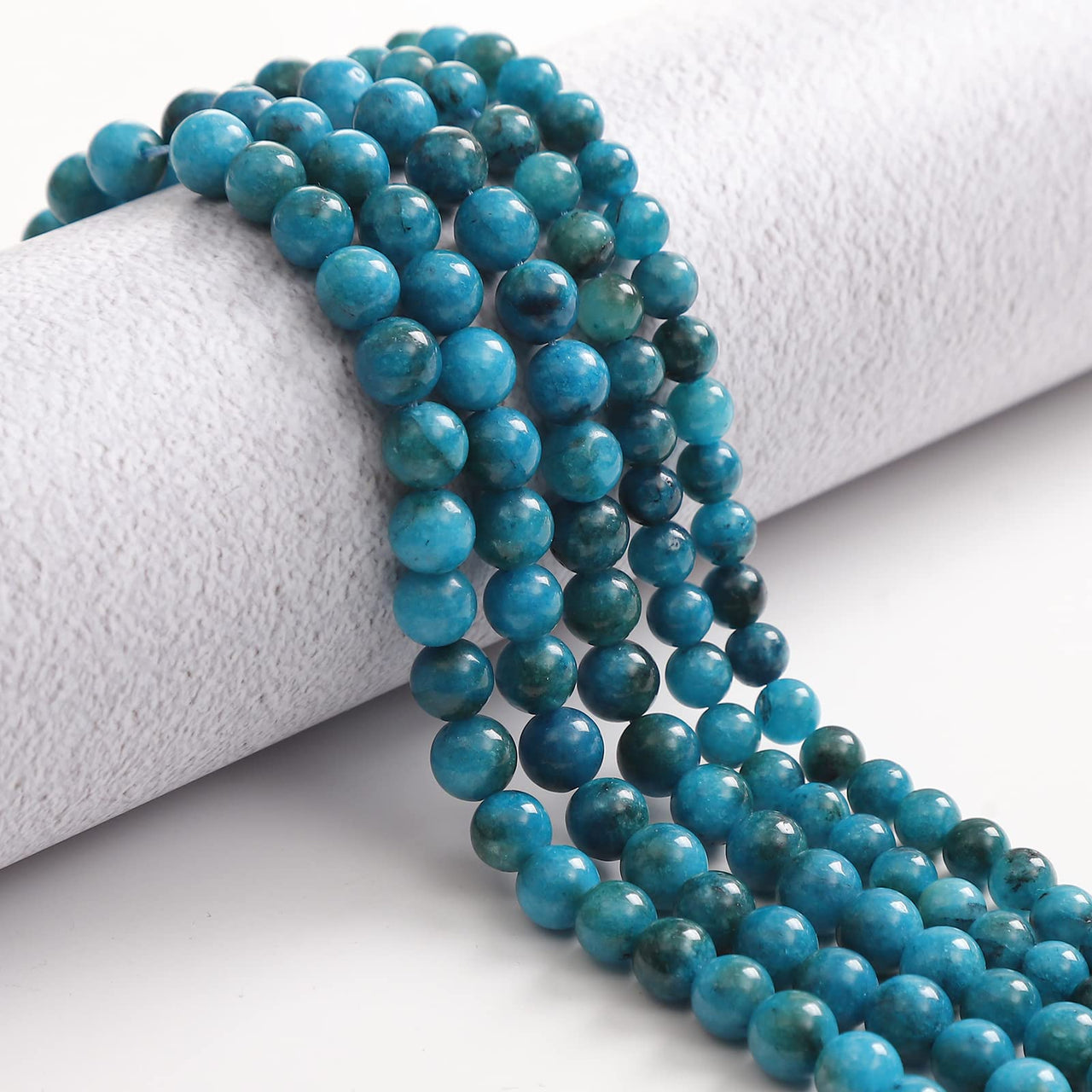 60pcs 6mm Natural Stone Beads Blue Apatite Beads Energy Crystal Healing Power Gemstone for Jewelry Making, DIY Bracelet Necklace