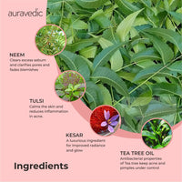 Auravedic Kumkumadi Thailam kumkumadi face oil for glowing skin Anti Blemish Face Mask For Glowing Skin Tea Tree Oil For Skin Acne Face Pack For Acne And Pimples Set of 2 (100ml+ 100gm)