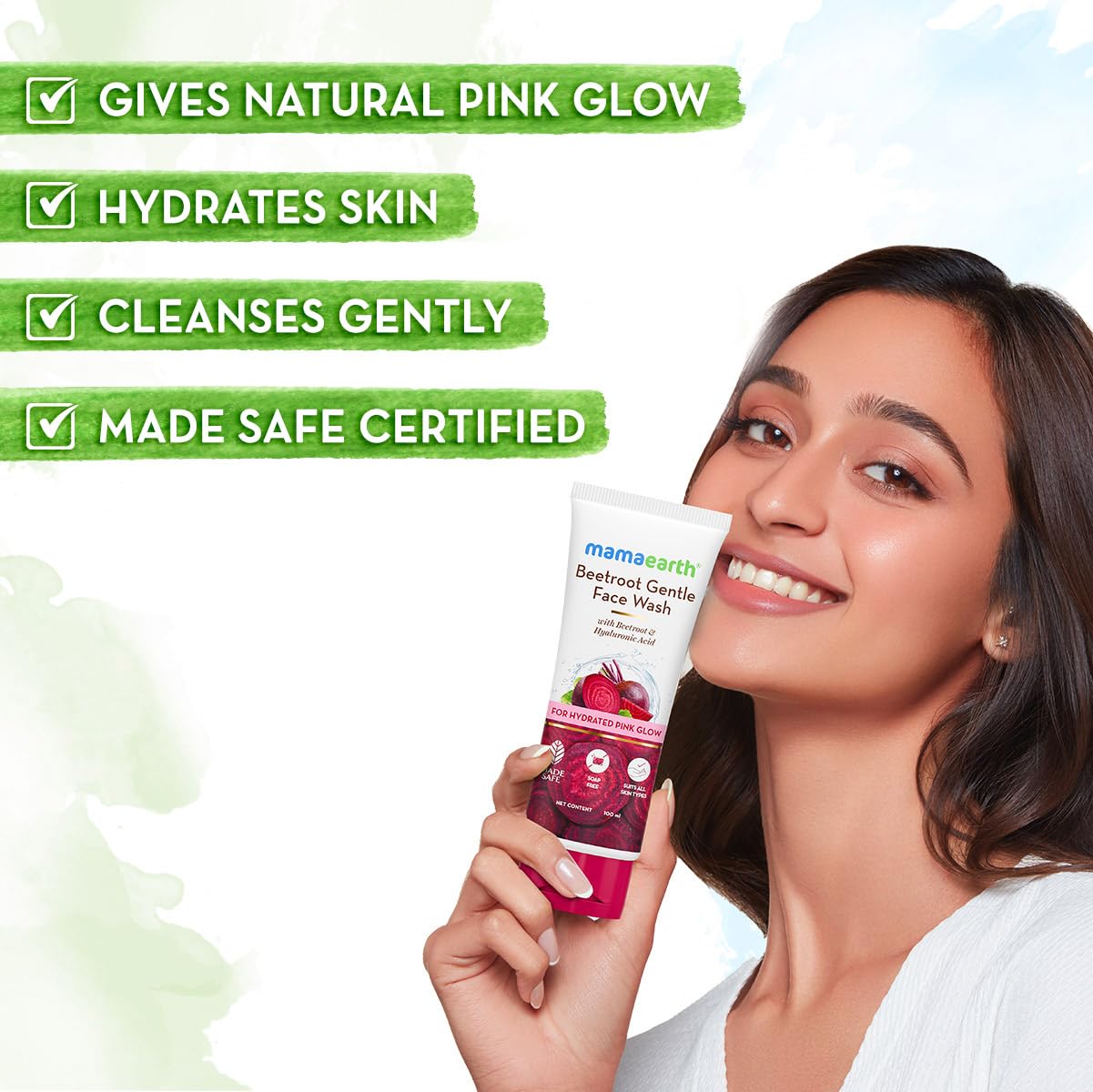 Mamaearth Beetroot Gentle Face Wash With Beetroot & Hyaluronic Acid For Hydrated Pink Glow Gently Cleanses, Hydrates & Soothes Skin Soap - Free Non-Irritant Suits All Skin Types - 100Ml (Pack Of 2)