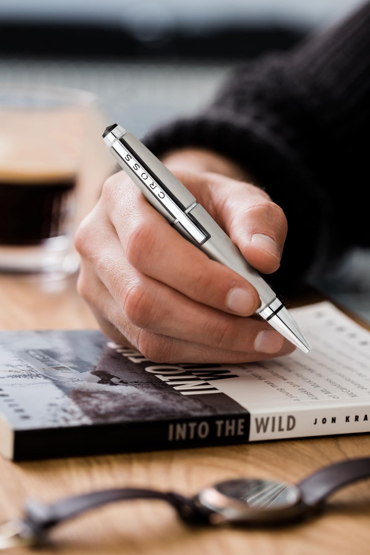 Cross Edge Pen, 0.7 mm, Medium, Black Ink, Titanium Barrel (AT05555) (AT0555-5)