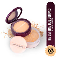 Hilary Rhoda The Setting Duo Compact & Loose Powder | 2-in-1 | Matte Finish | Blends Effortlessly | Oil Control | 32g (Beige | Shade 03)