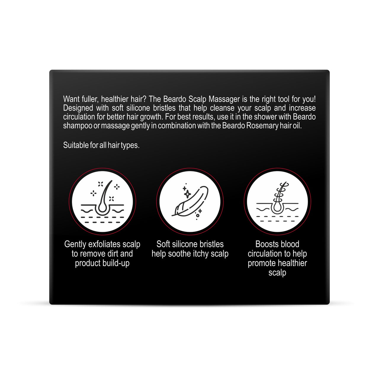 Beardo Scalp Massager for Hair with Removable Handle | Soft Silicone Bristles for Dry Massage, Oil & Shampoo | Massager Shampoo Hair Brush, Super Soft Bristles, Exfoliating | Scalp massager for Men & Women