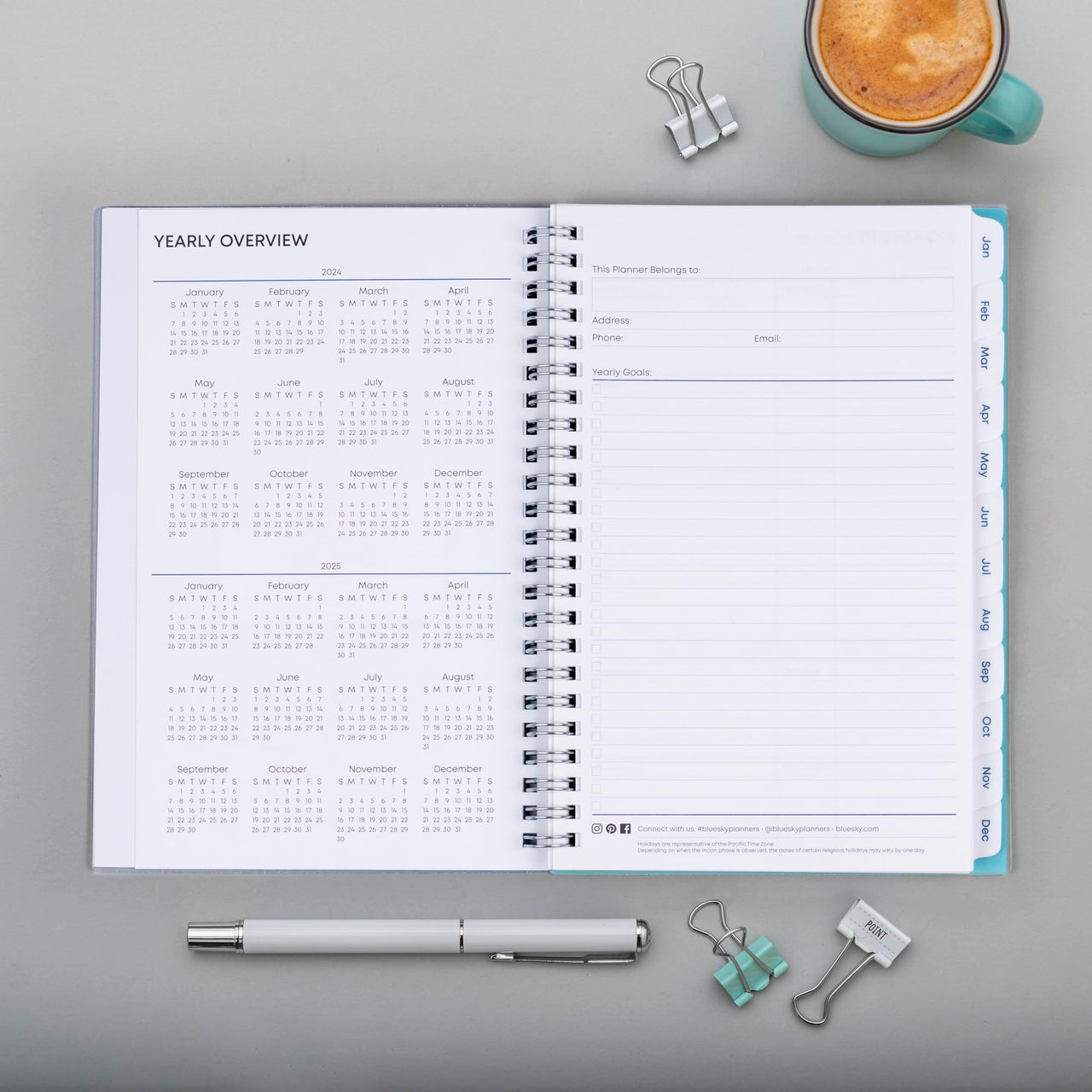 Blue Sky 2024 Weekly and Monthly Planner, January - December, 5" x 8", Frosted Cover, Wirebound, Chloe (144734) New Version