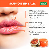 VAADI HERBALS Tinted Saffron Lip Balm with Strawberry Extract, Almond Oil & Shea Butter, SPF30 for Dry, Chapped & Sun Damaged Lips (10 gms)