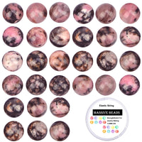 100Pcs Natural Crystal Beads Stone Gemstone Round Loose Energy Healing Beads with Free Crystal Stretch Cord for Jewelry Making (Pink Black Rhodonite, 6MM) Pink Black Rhodonite
