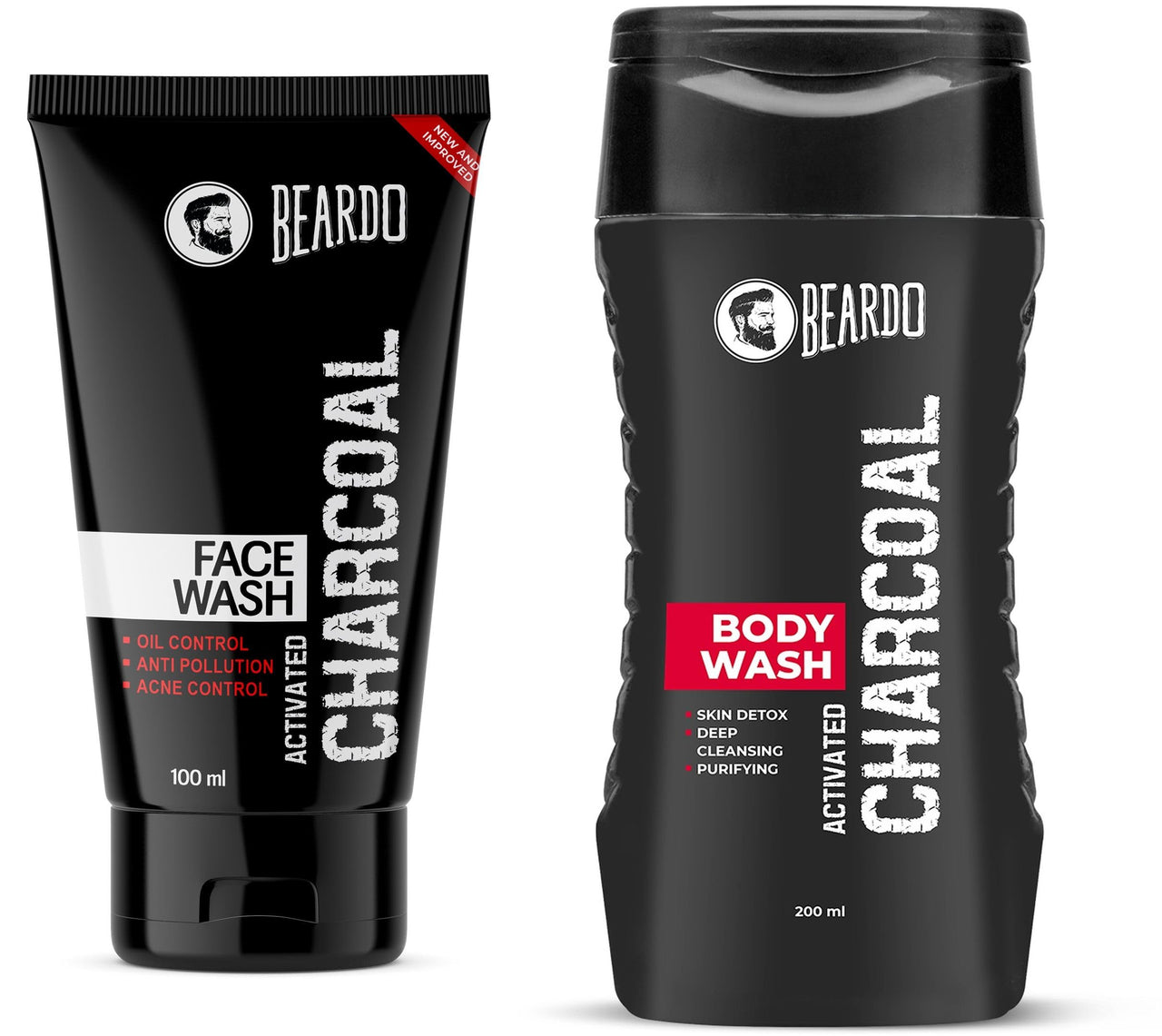 Beardo Activated Charcoal Facewash & Bodywash Combo |Deep Pore Cleansing|Removes Dirt & Impurities|Pollution Damage Control|Oil Control|For Men 100ml