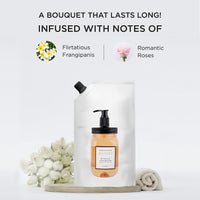 Kimirica Bouquet Foaming Liquid Hand Wash Refill Pack with Goodness of Frangipani and Rose, 100% Vegan & Paraben Free Moisturizing Hand Wash | Soft on Hands (1L)