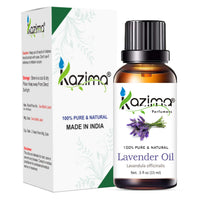 KAZIMA Combo of Lavender Oil and Tea Tree Oil - 100% Pure Essential Oil for Acne, Dandruff, Hair Growth, Body & Massage, 15 ml each