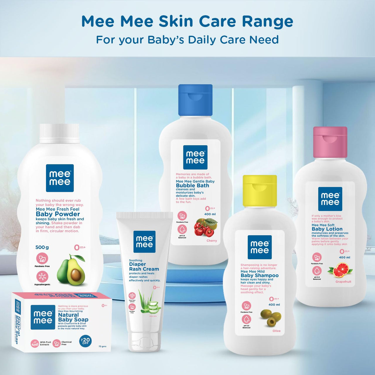 Mee Mee Foamy Baby Mild Bubble Bath 200ml (Pk 1) With Cherry & Fruit Extracts | Tear-Free Moisturizes and Soothes Skin |Infant Friendly Natural Head to Toe Baby Wash Dermatologically Tested