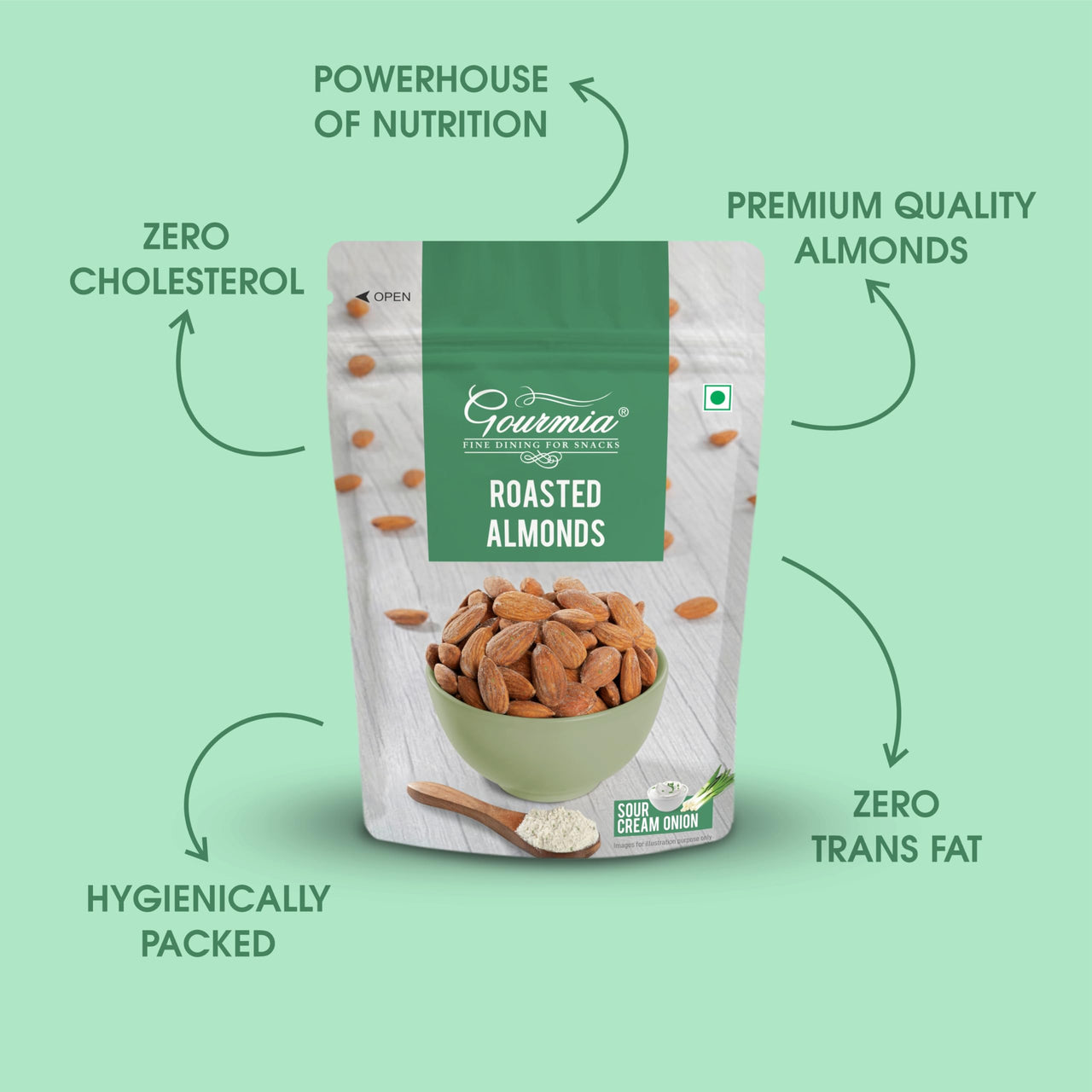 Gourmia Roasted Almonds Sour Cream Onion 150g