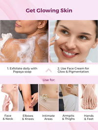 Kozicare Glutathione Soap & Kojic Acid Cream Combo | Body Tan Removal Soap | Bathing Soaps for Glowing Skin -Pack of 3 | Vitamin E & Niacinamide Cream | Face Cream For Women & Men-15gm