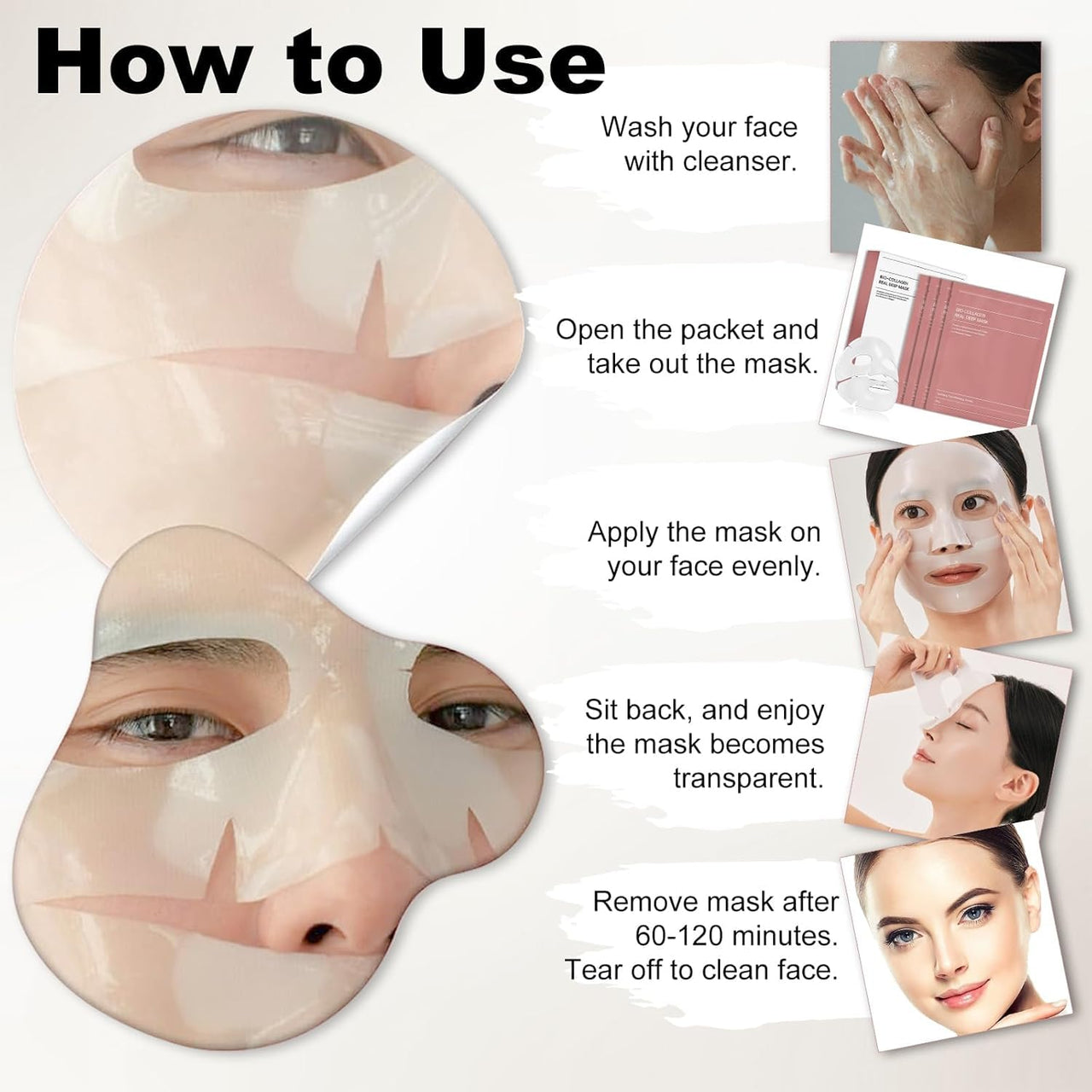 Bio Collagen Face Mask Overnight, Bio Collagen Face Mask, Bio Collagen Mask, Hydrating Overnight Hydrogel Mask, Pore Minimizing, Elasticity (1 count (pack of 1), Unscented)