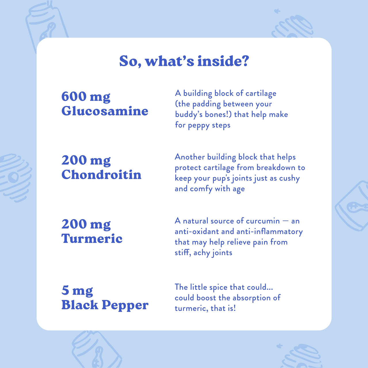Bocce's  Bakery Hip & Joint Supplement for Dogs, Daily Chews Made in The USA with Glucosamine, MSM, and Chondroitin, Supports Healthy Joints, Peanut Butter & Honey, 60 ct