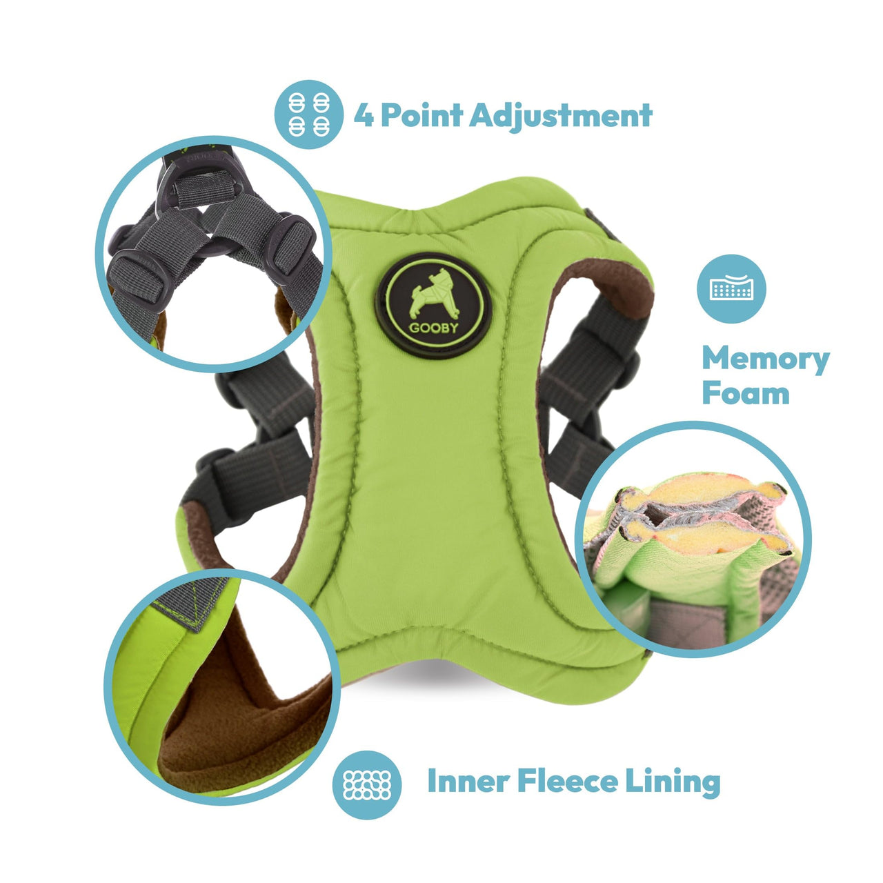 Gooby Escape Free Memory Foam Harness - Red, Large - No Pull Step-in Small Dog Harness with Four Point Adjustment - Perfect on The Go Dog Harness for Medium Dogs No Pull and Small Dogs Large Chest (16.5~24.25")